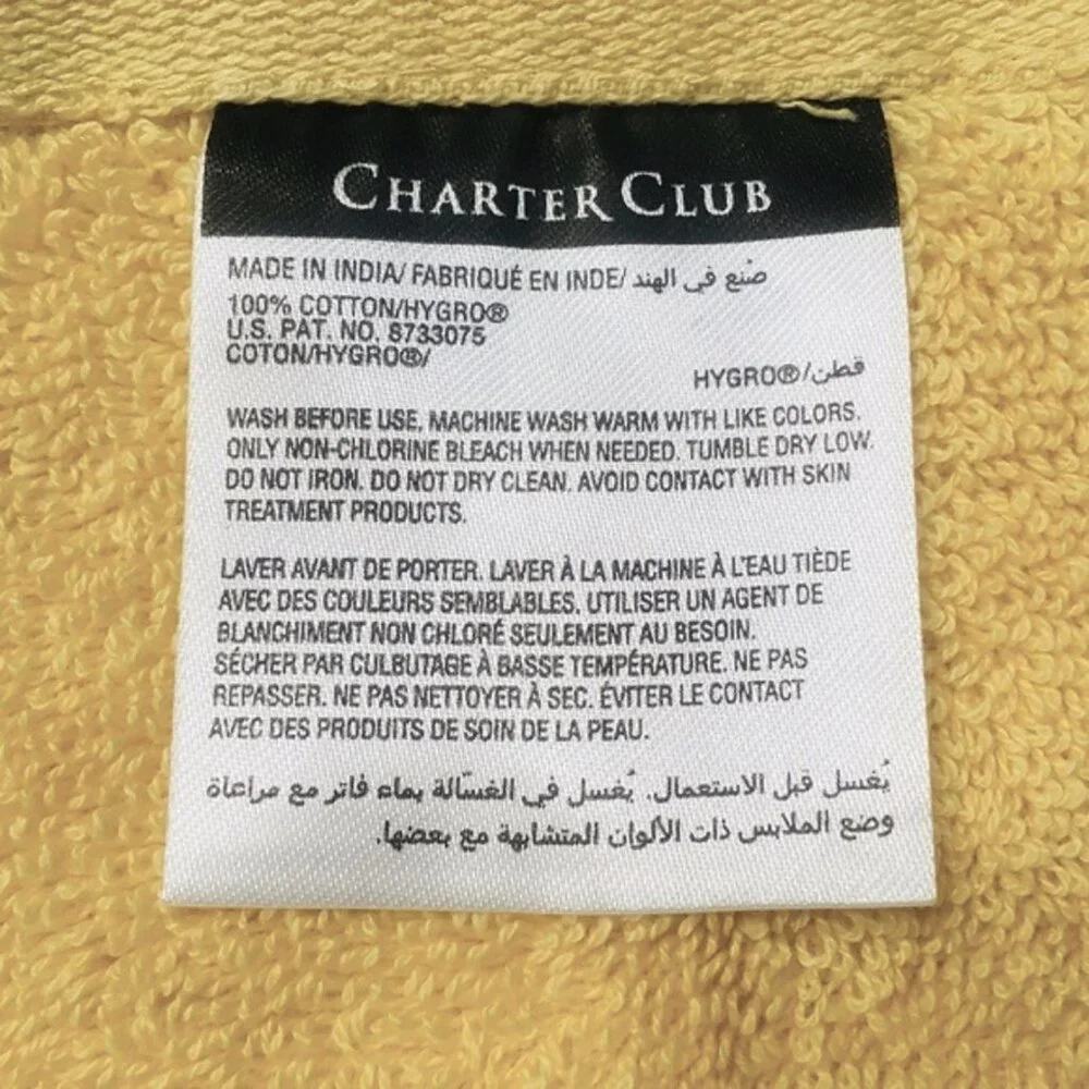2 new LEMON CITRUS Charter Club Elite 100% Hygro Cotton 33x64 inch BATH …